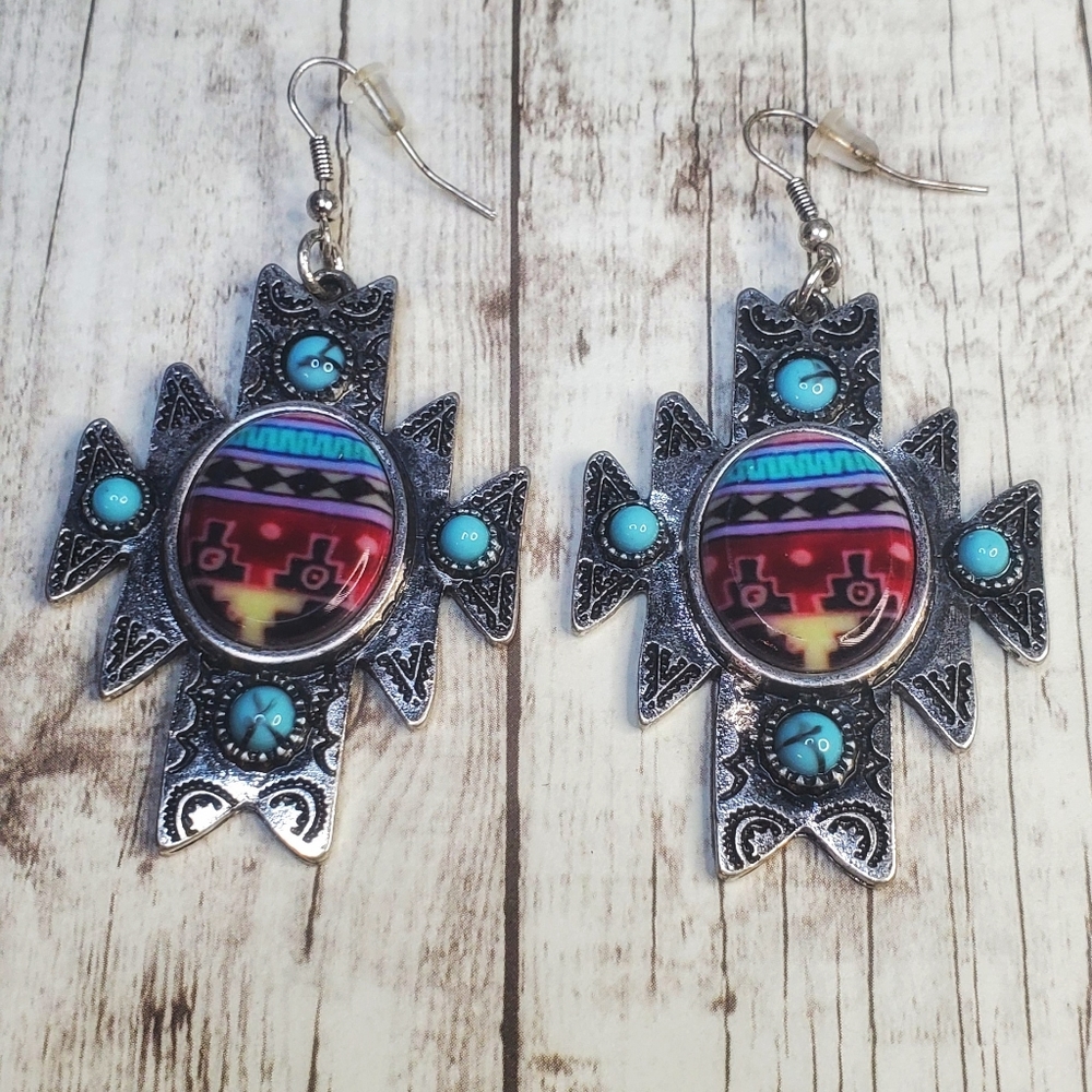 Aztec star Native design earrings